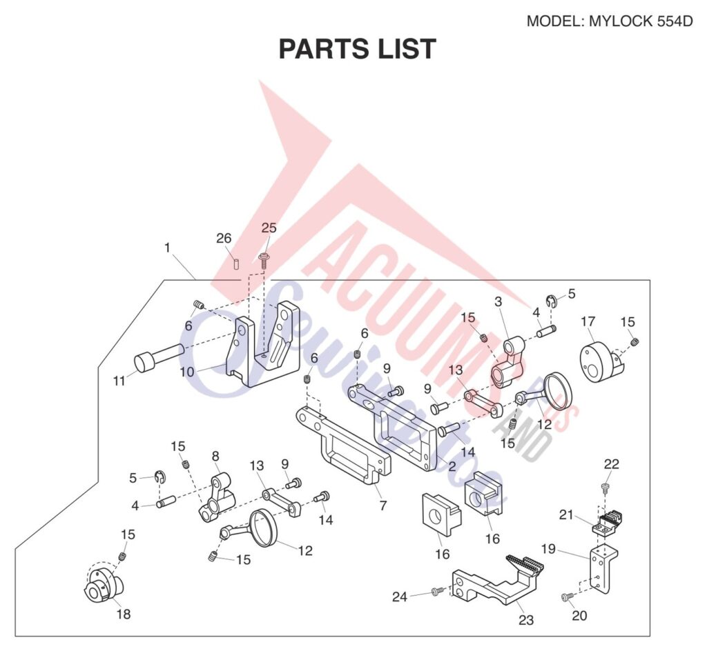 Janome 554D exploded schematic diagram (page 10)