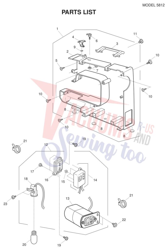 Janome 5812 exploded schematic diagram (page 7)