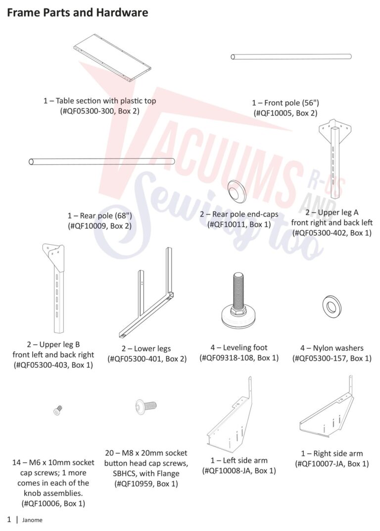 Janome 5' Frame schematic page 1 preview