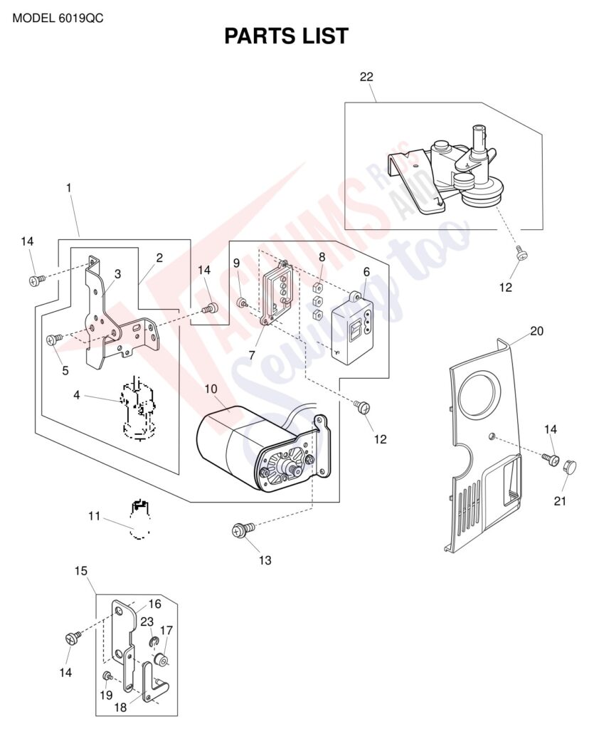 Janome 6019QC exploded schematic diagram (page 2)