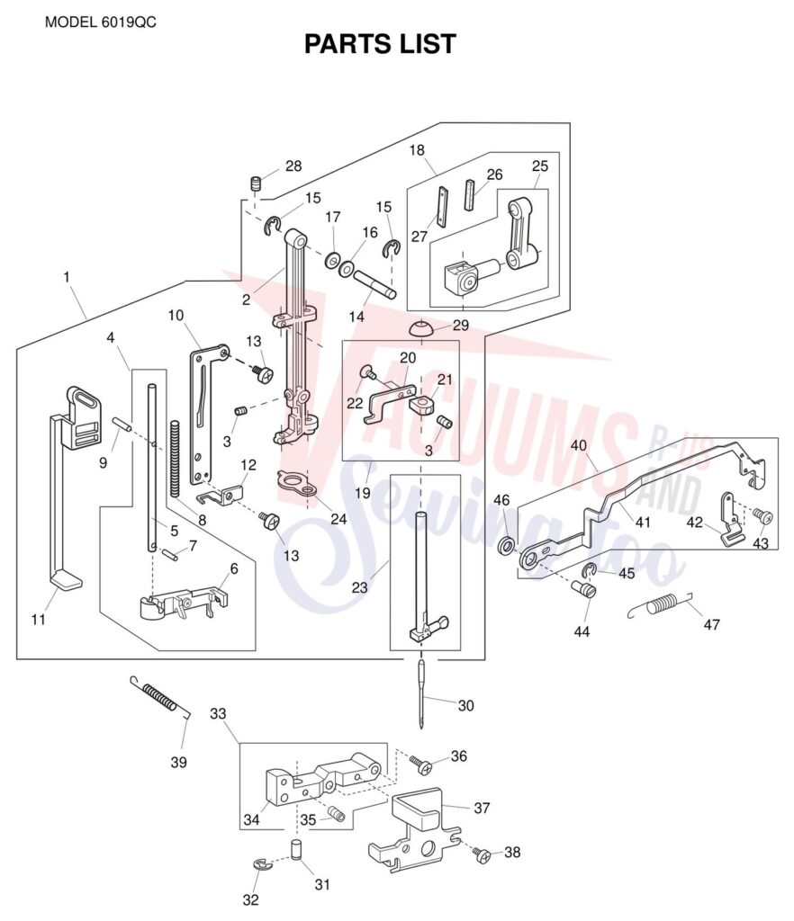 Janome 6019QC exploded schematic diagram (page 5)