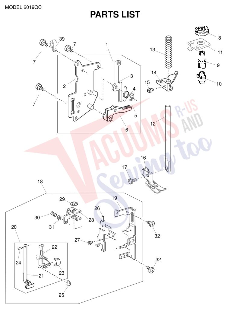 Janome 6019QC exploded schematic diagram (page 6)