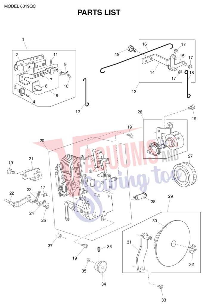 Janome 6019QC exploded schematic diagram (page 7)