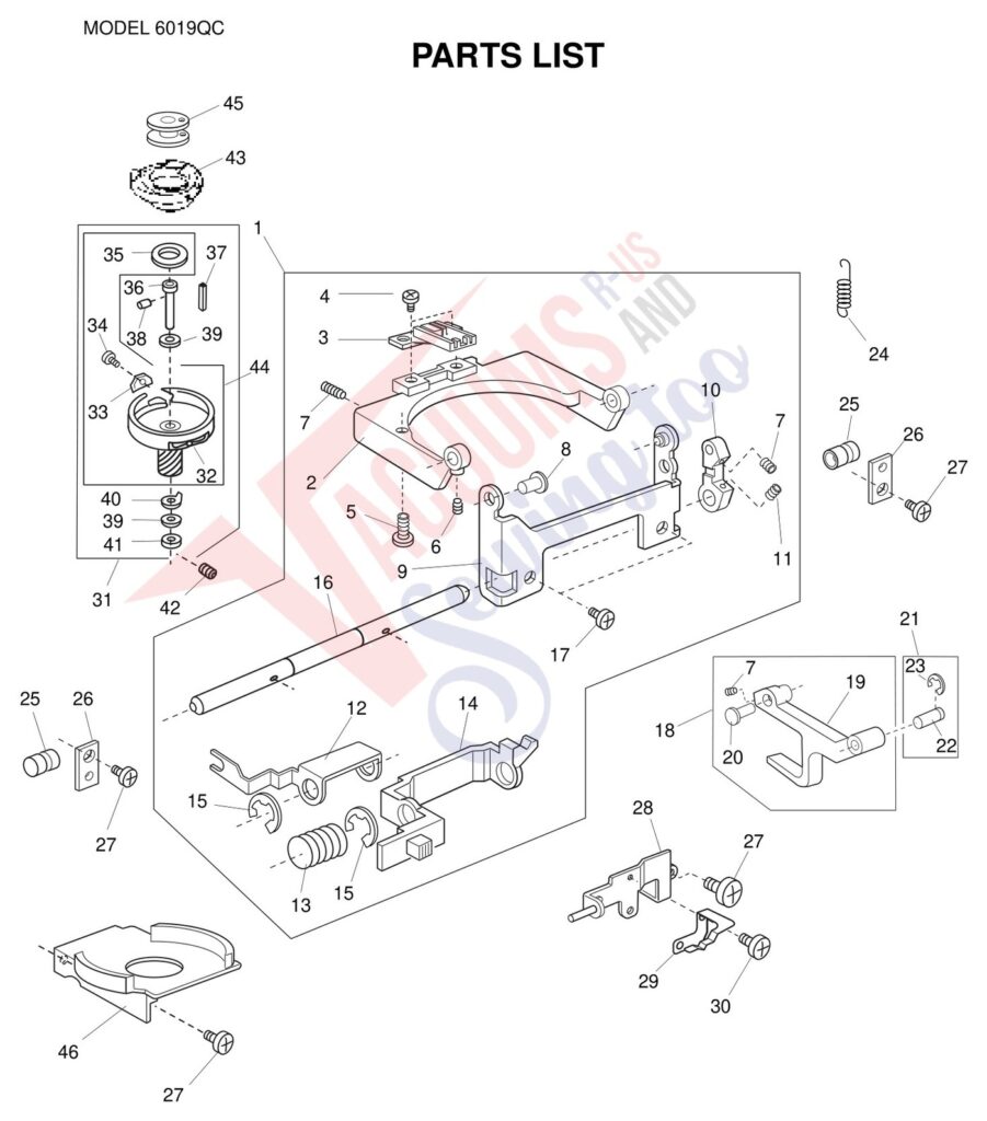 Janome 6019QC exploded schematic diagram (page 9)