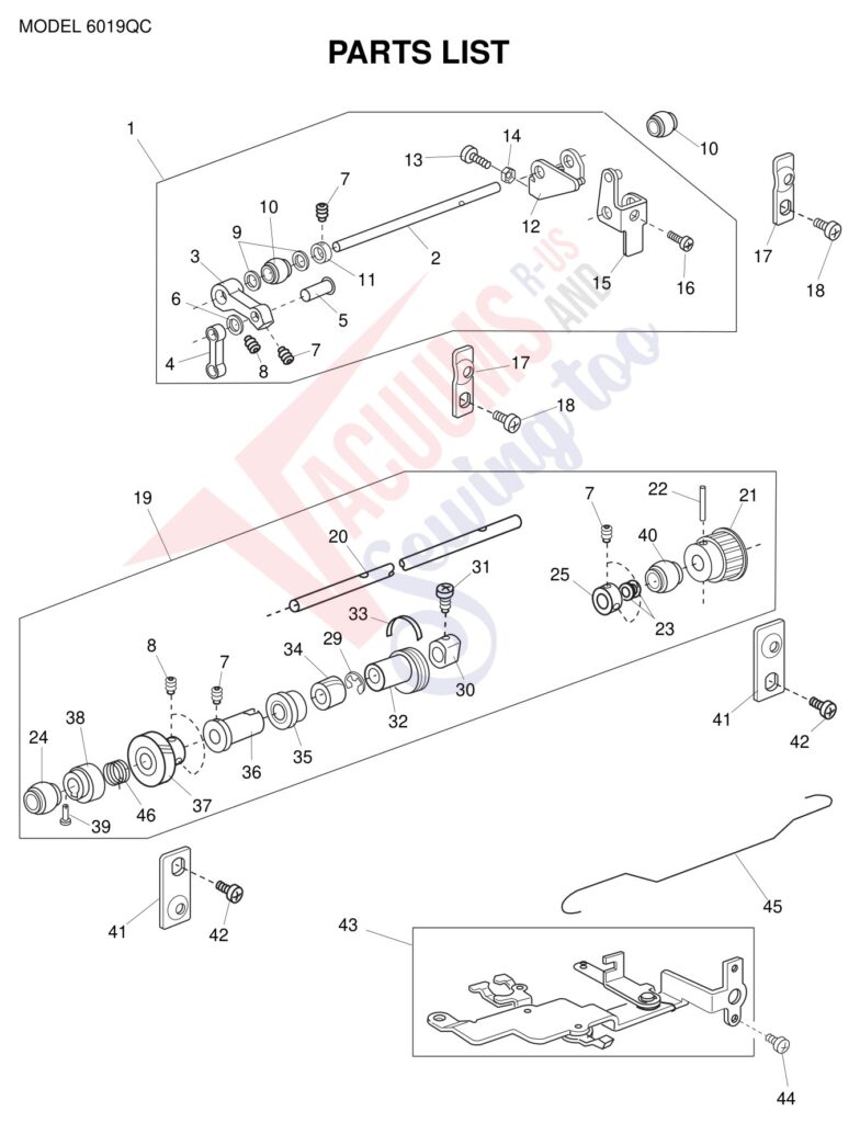 Janome 6019QC exploded schematic diagram (page 10)