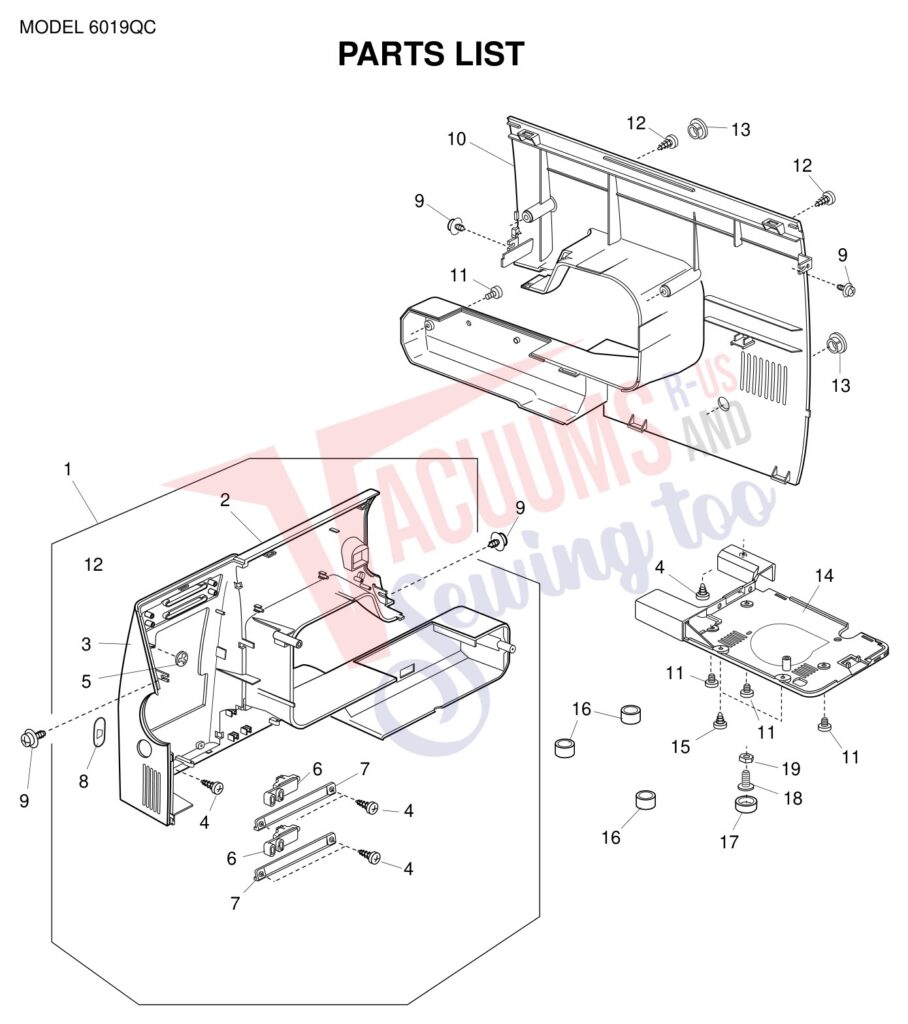 Janome 6019QC exploded schematic diagram (page 11)