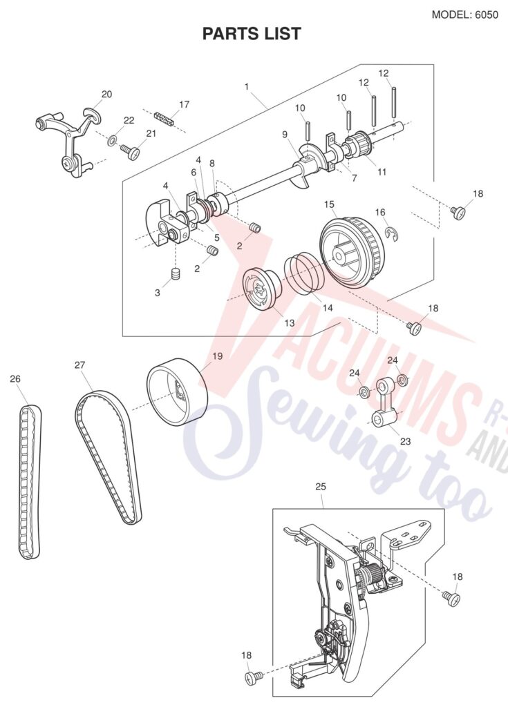 Janome 6050 exploded schematic diagram (page 1)