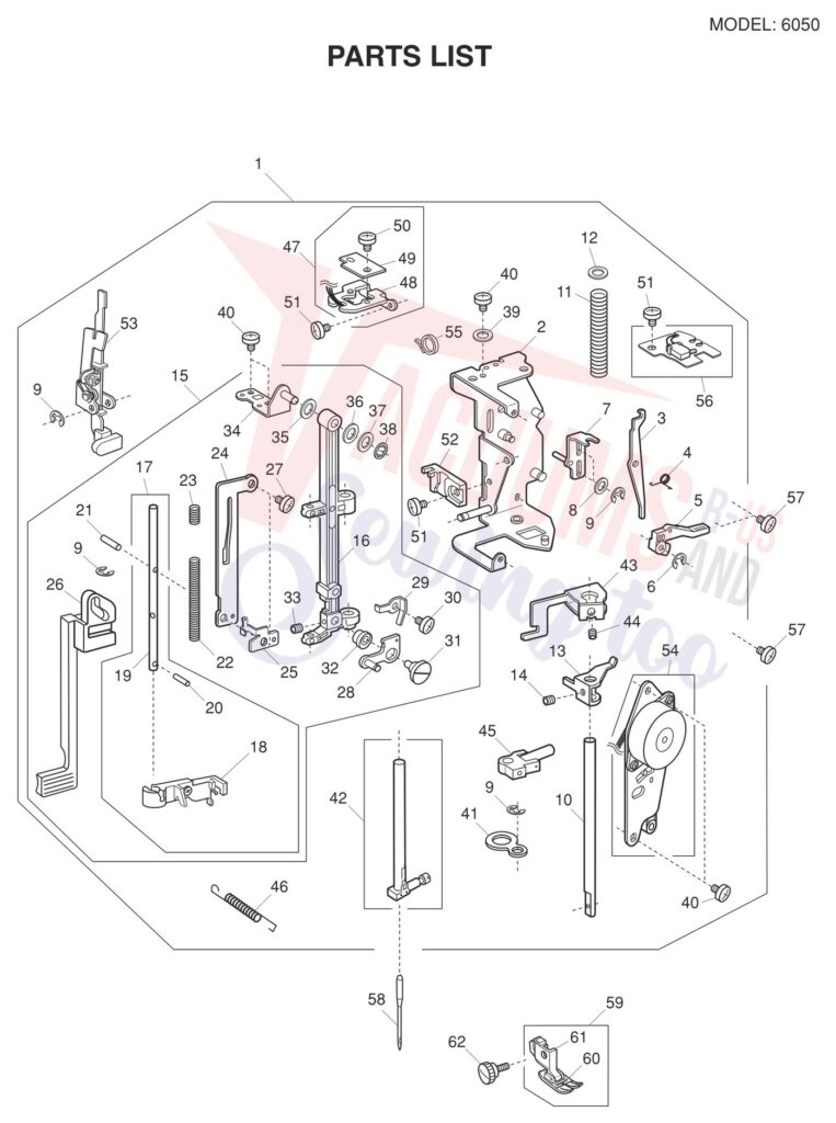 Janome 6050 exploded schematic diagram (page 2)
