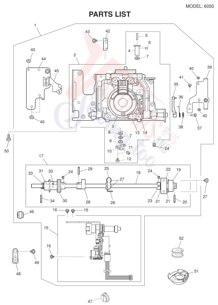 Janome 6050 exploded schematic diagram (page 3)