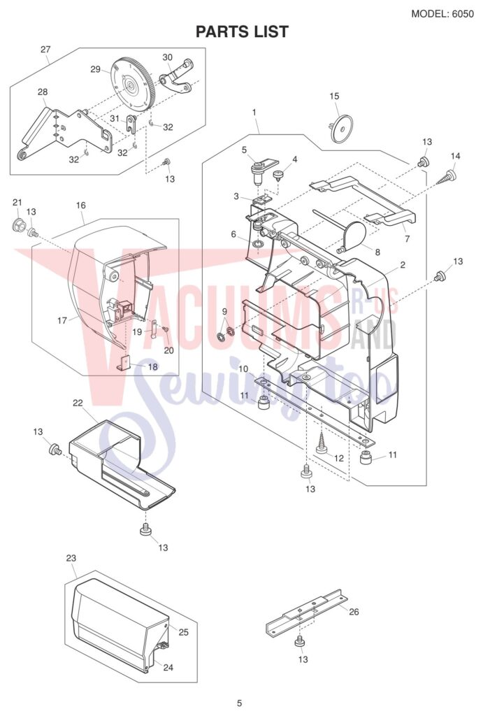 Janome 6050 exploded schematic diagram (page 5)