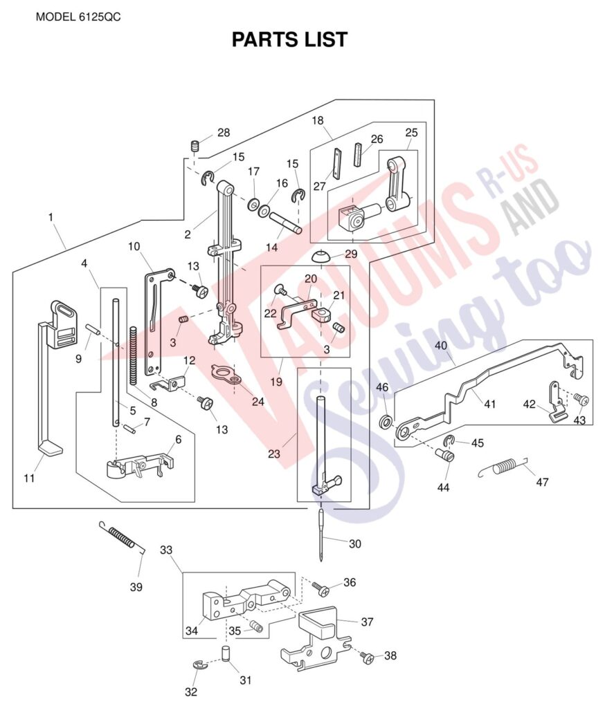 Janome 6125QC exploded schematic diagram (page 5)
