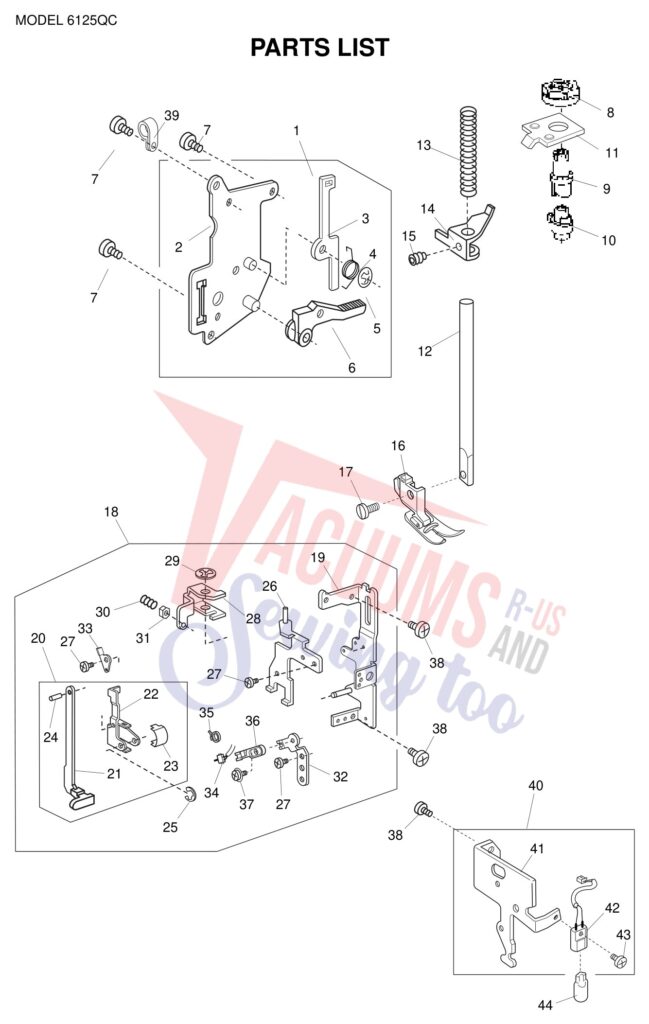 Janome 6125QC exploded schematic diagram (page 6)