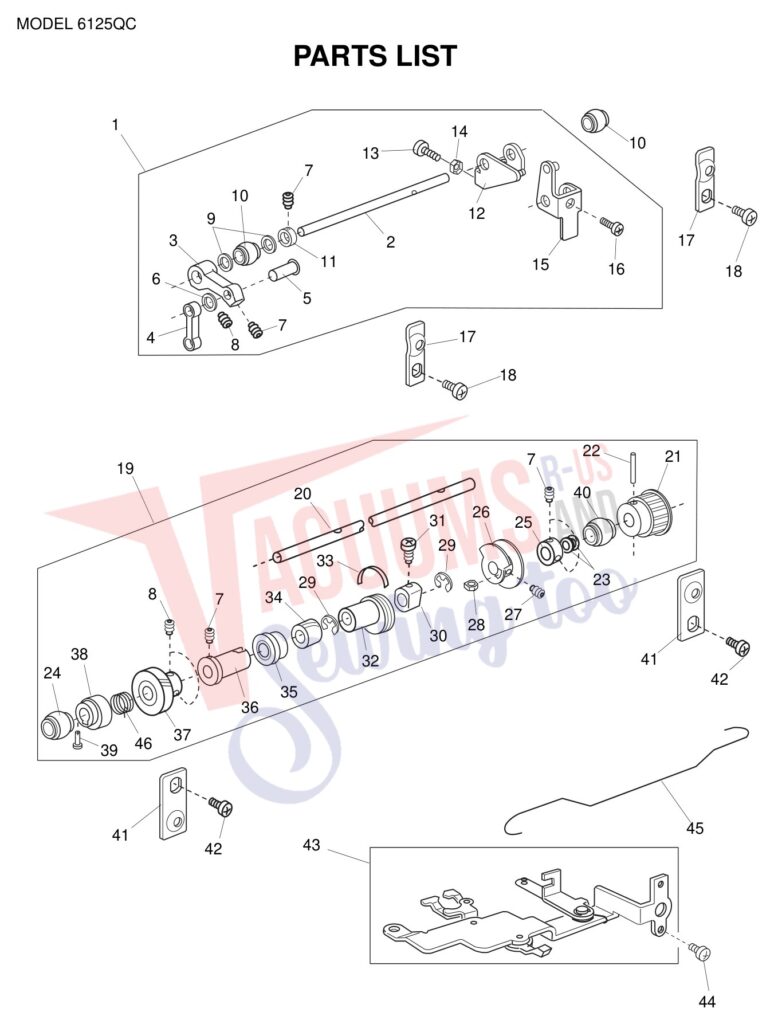 Janome 6125QC exploded schematic diagram (page 10)
