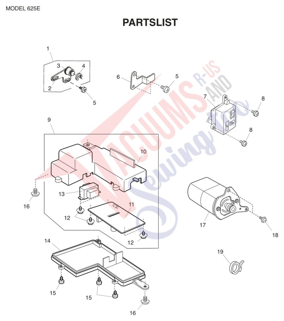 Janome 625E exploded schematic diagram (page 2)