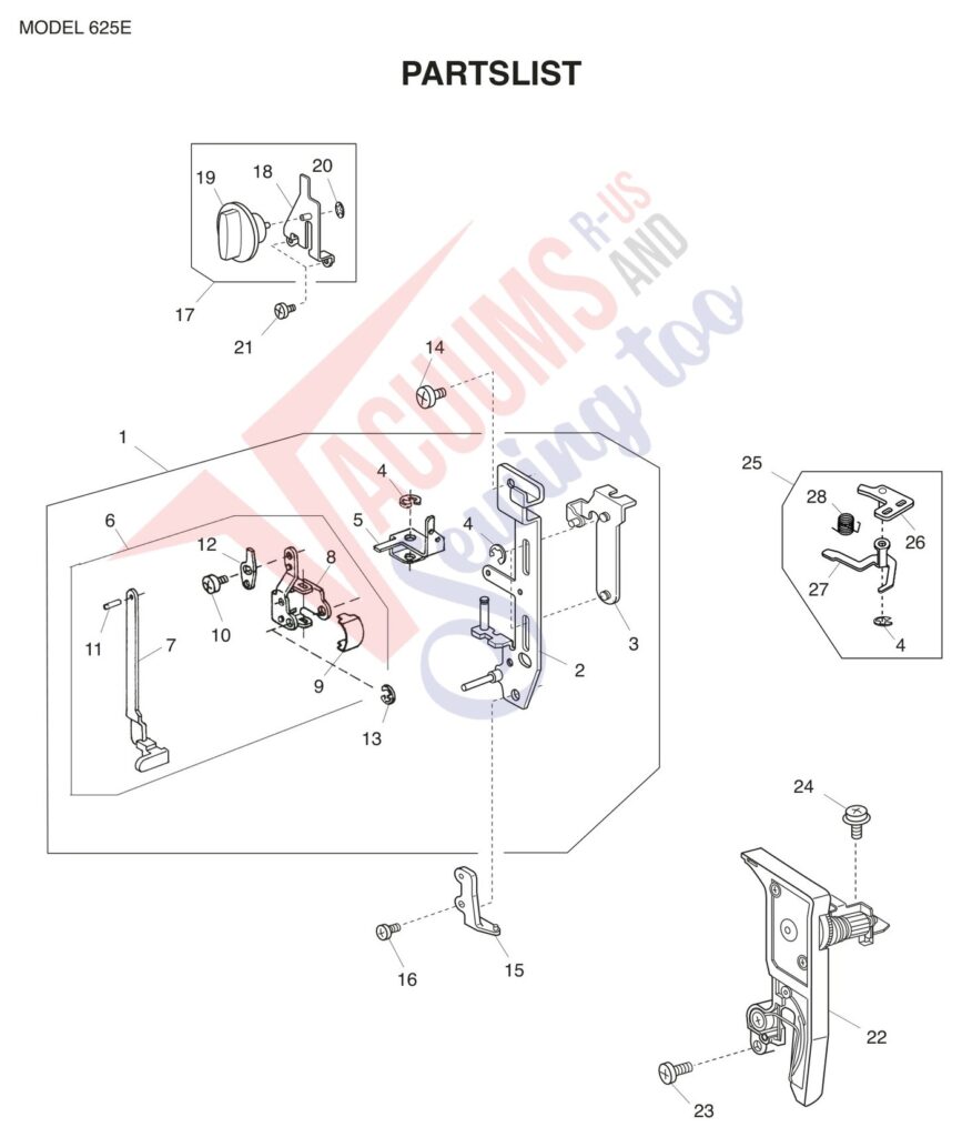 Janome 625E exploded schematic diagram (page 7)
