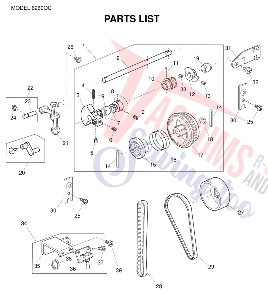Janome 6260QC exploded schematic diagram (page 6)