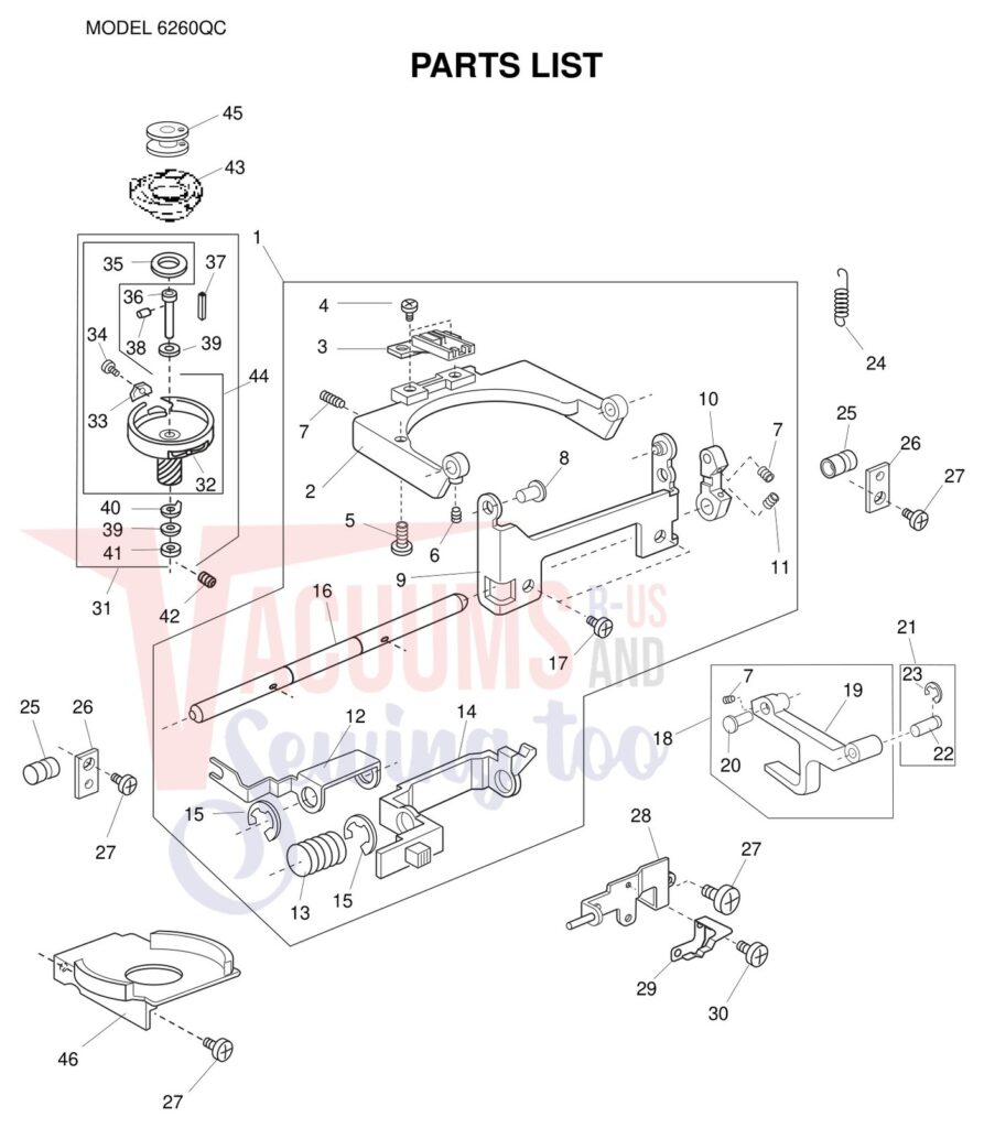Janome 6260QC exploded schematic diagram (page 7)