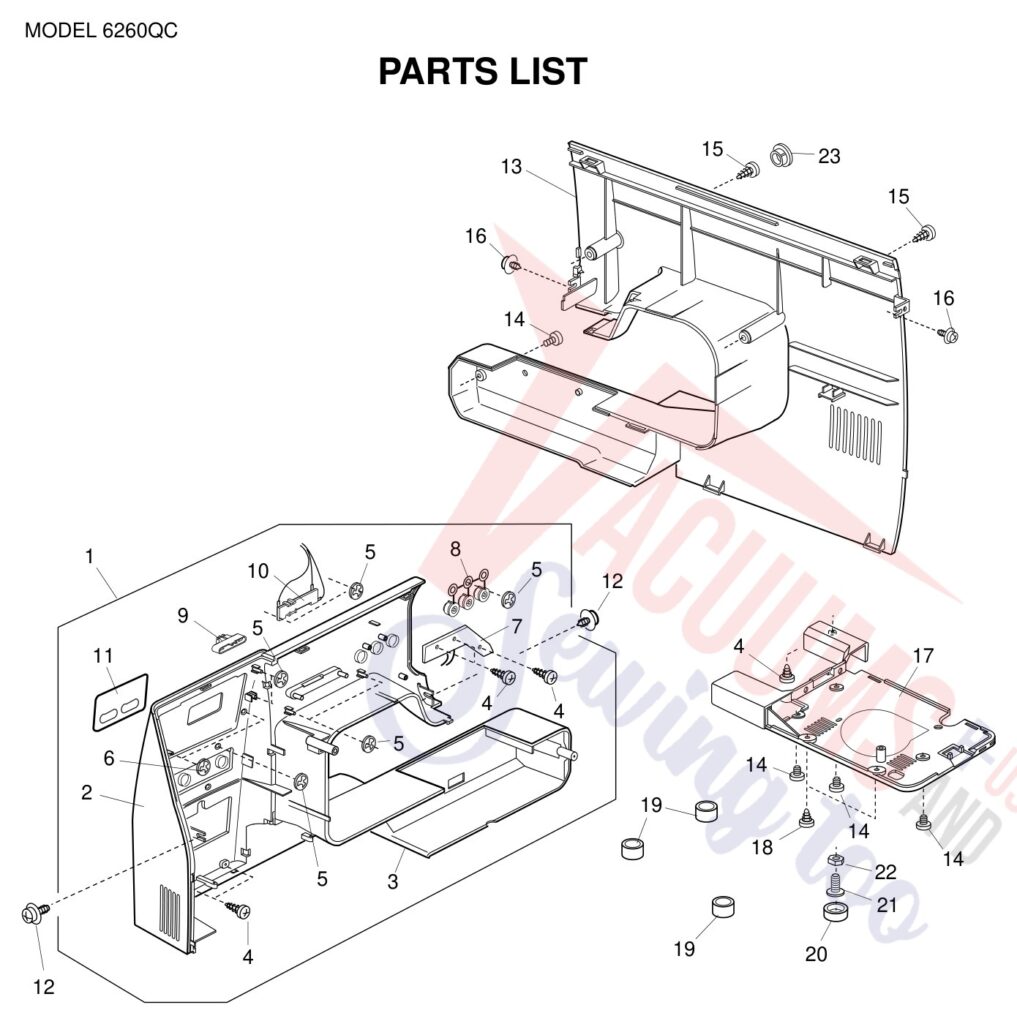 Janome 6260QC exploded schematic diagram (page 9)