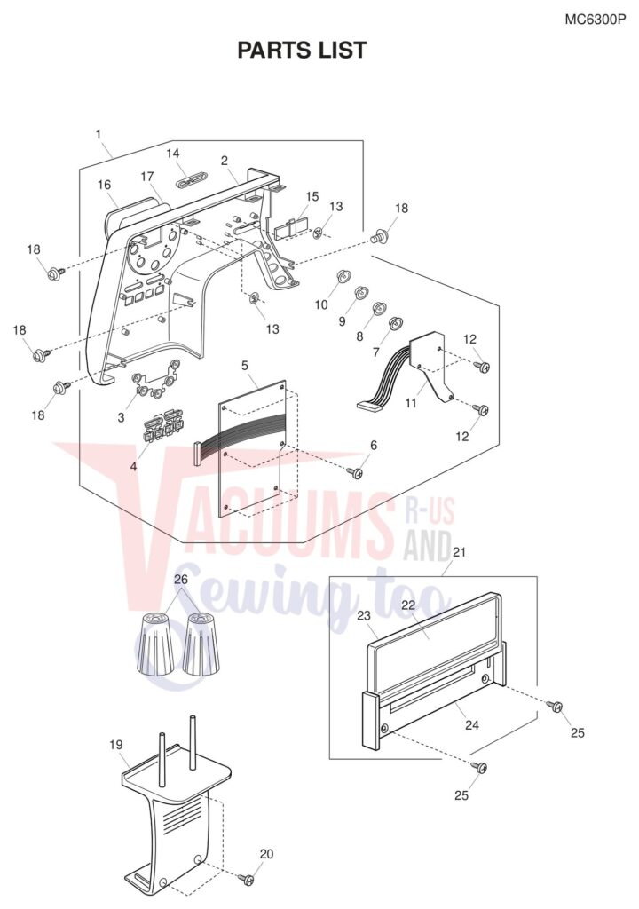 Janome 6300P exploded schematic diagram (page 1)