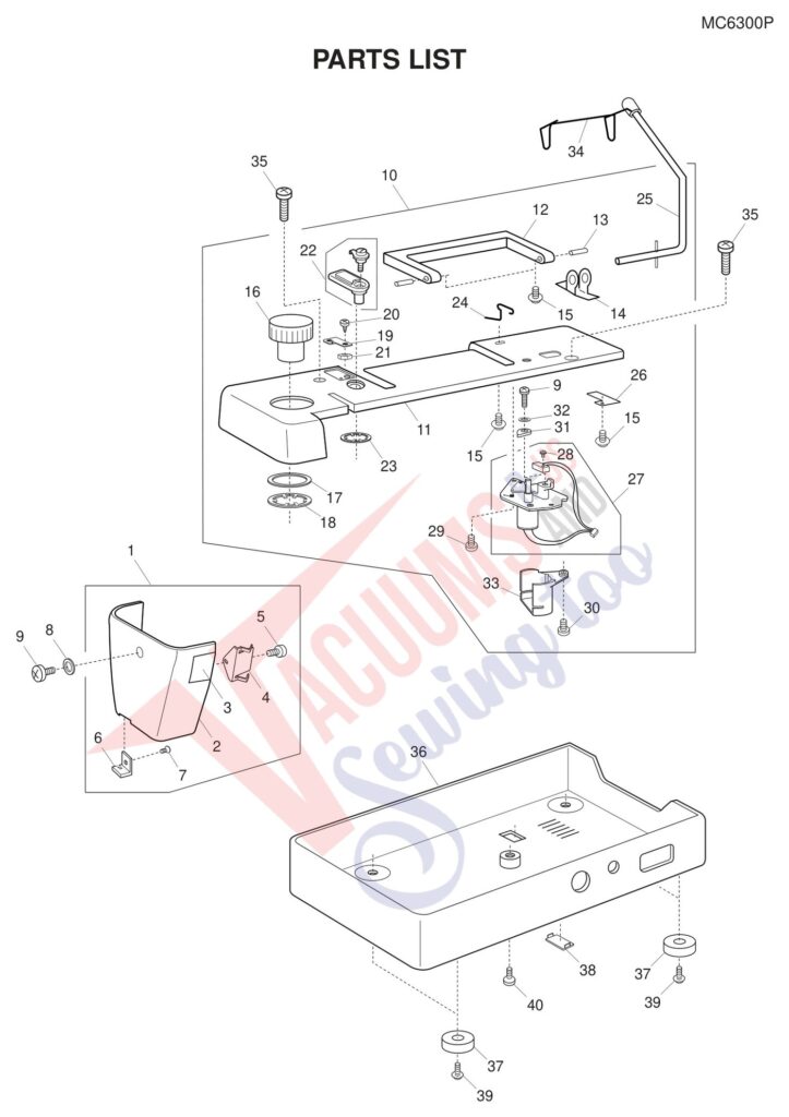 Janome 6300P exploded schematic diagram (page 5)