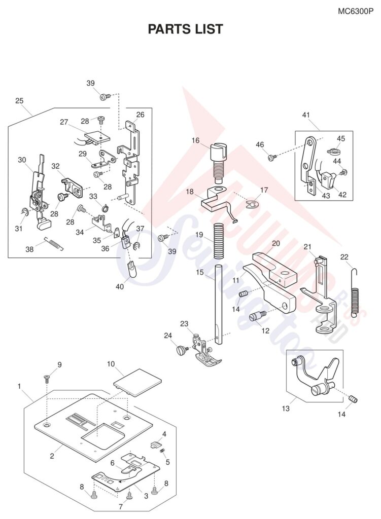 Janome 6300P exploded schematic diagram (page 6)