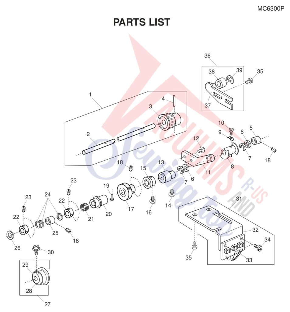 Janome 6300P exploded schematic diagram (page 10)