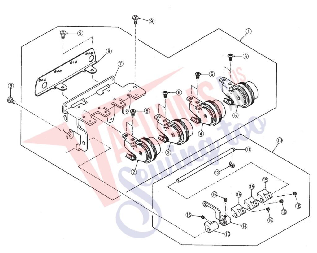 Elna 634d exploded schematic diagram (page 4)