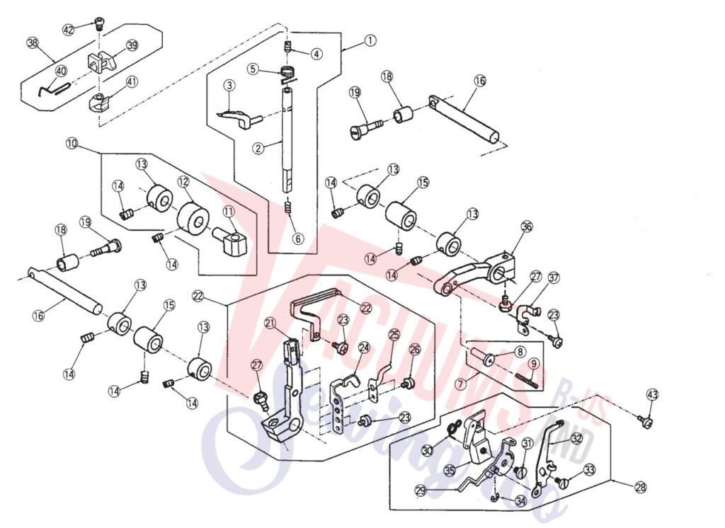 Elna 634d exploded schematic diagram (page 9)