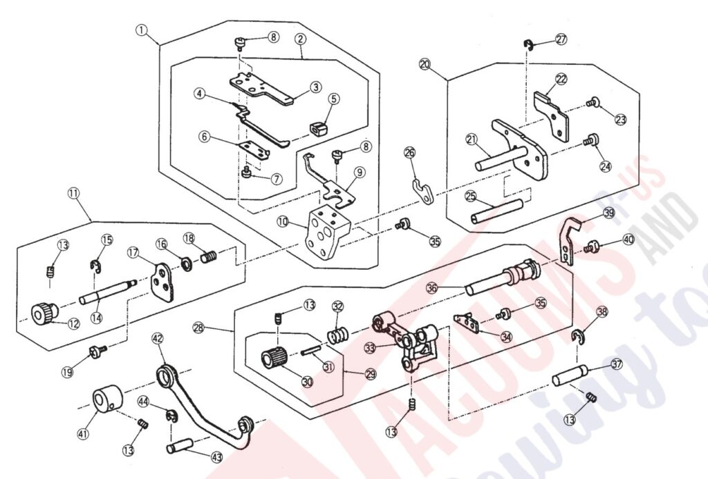 Elna 634d exploded schematic diagram (page 10)