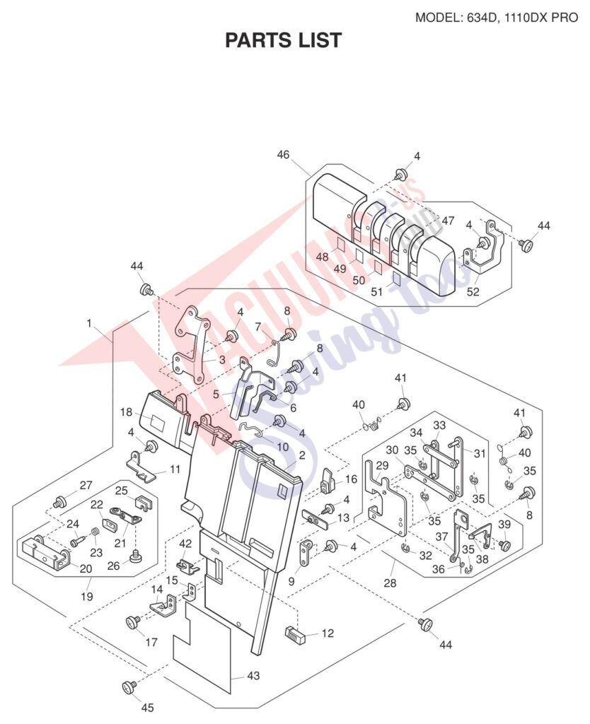 Janome 634D V2 exploded schematic diagram (page 1)