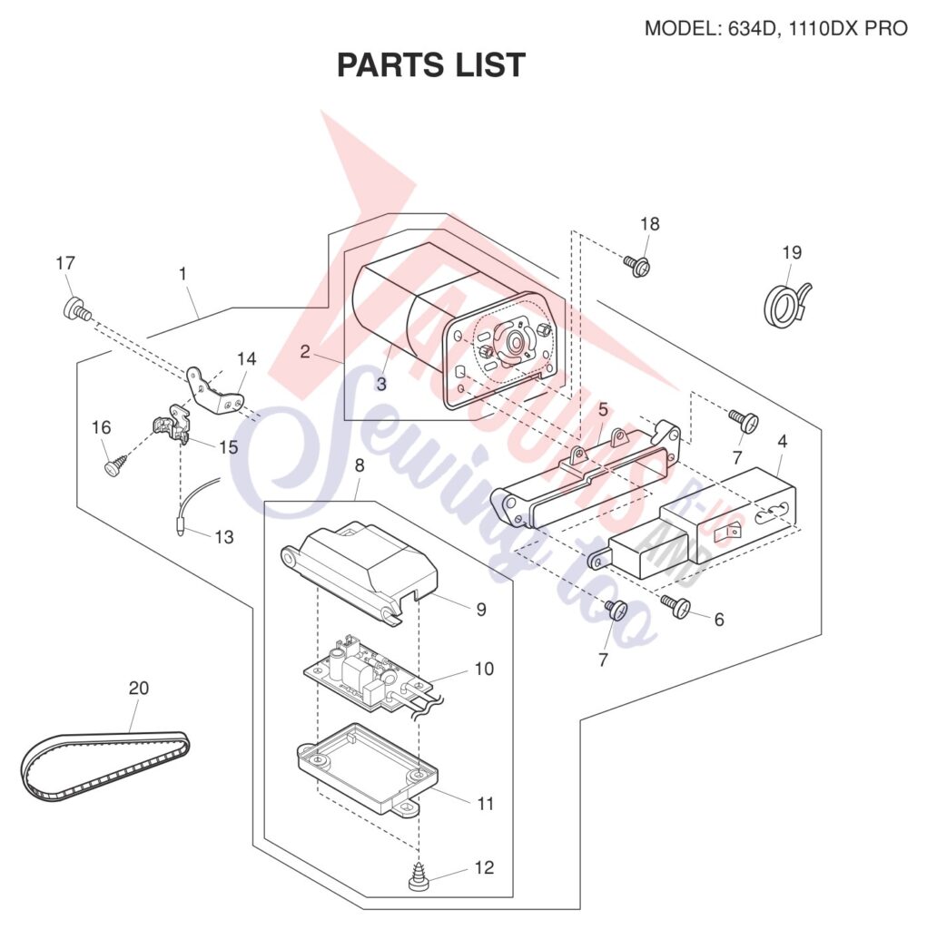 Janome 634D V2 exploded schematic diagram (page 3)