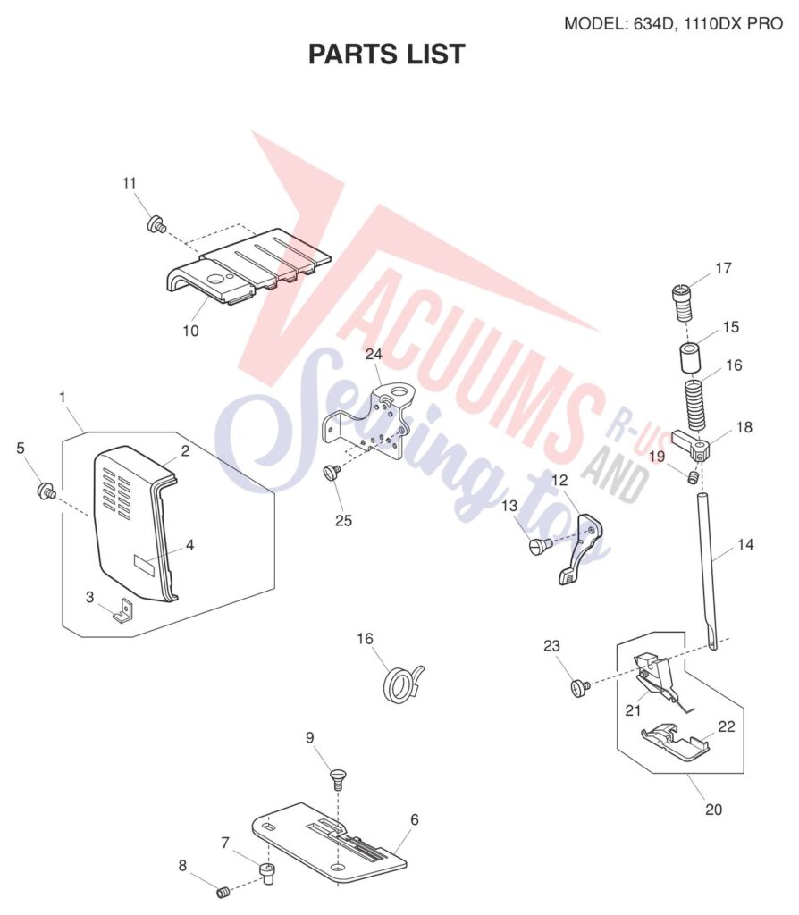 Janome 634D V2 exploded schematic diagram (page 7)