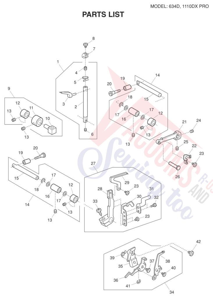 Janome 634D V2 exploded schematic diagram (page 10)