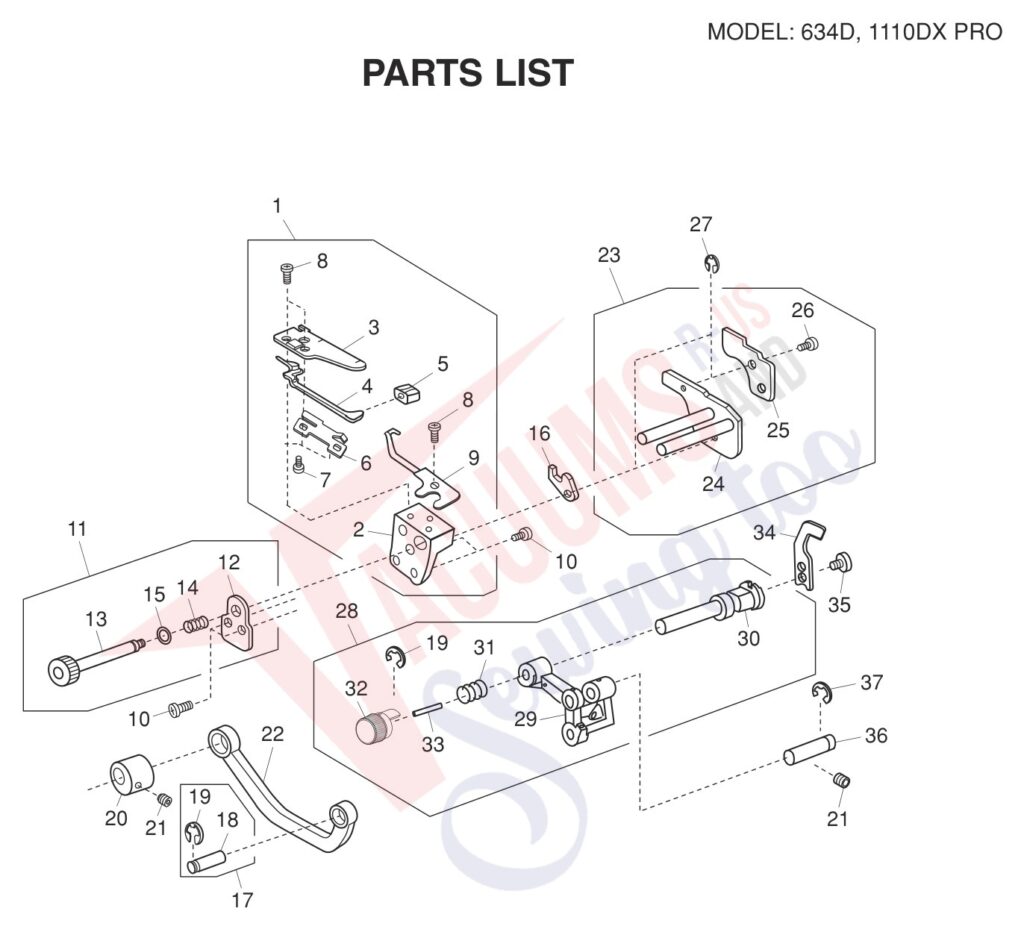 Janome 634D V2 exploded schematic diagram (page 11)