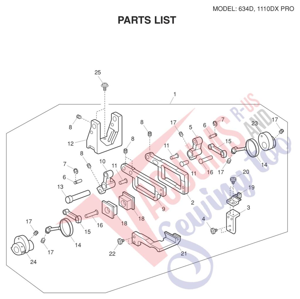 Janome 634D V2 exploded schematic diagram (page 12)