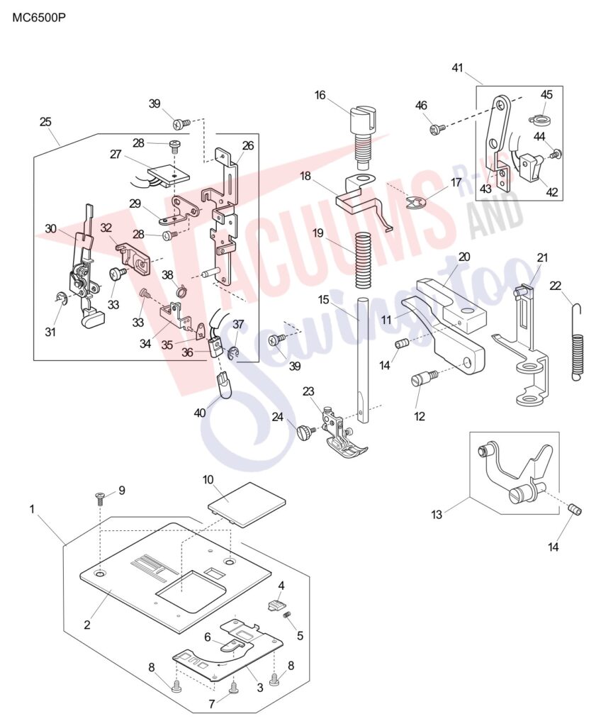 Janome 6500P exploded schematic diagram (page 6)