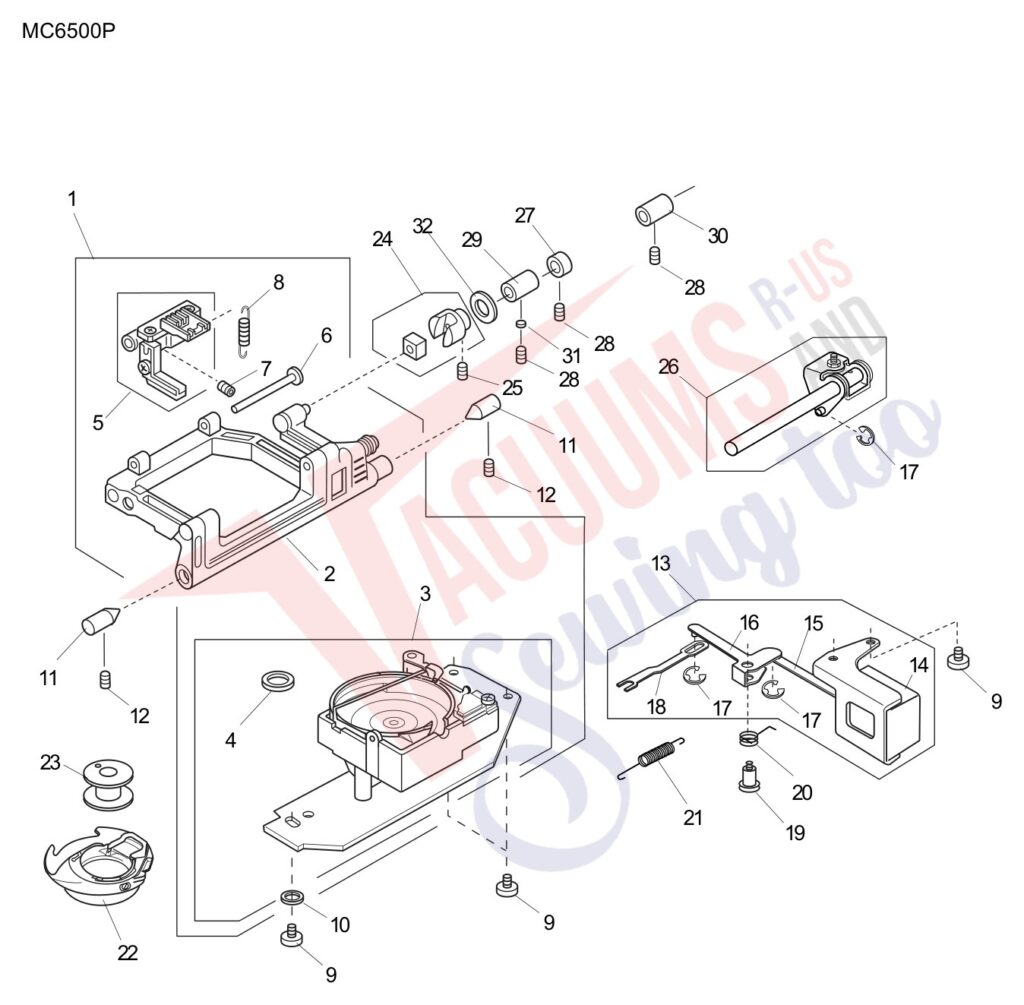 Janome 6500P exploded schematic diagram (page 11)