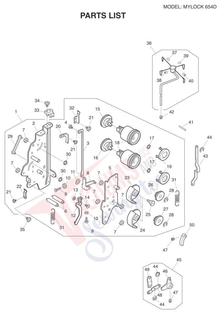 Janome 654D exploded schematic diagram (page 2)
