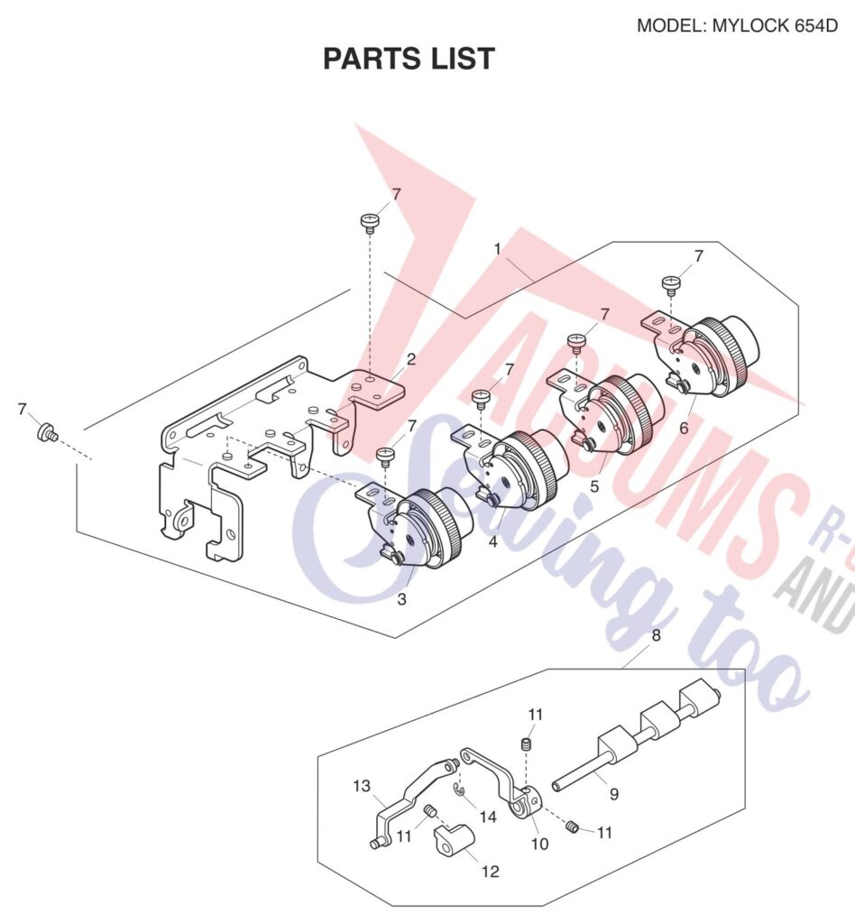 Janome 654D exploded schematic diagram (page 5)