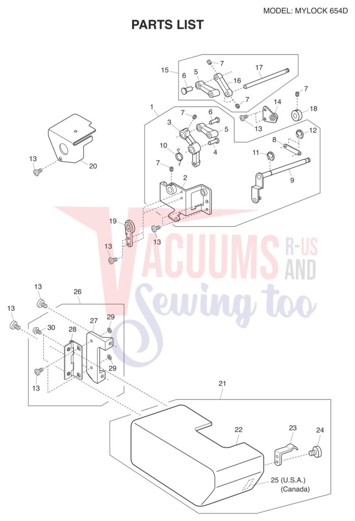 Janome 654D exploded schematic diagram (page 6)