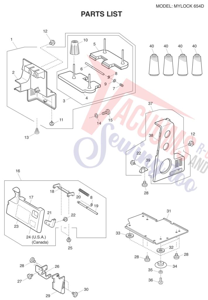 Janome 654D exploded schematic diagram (page 8)
