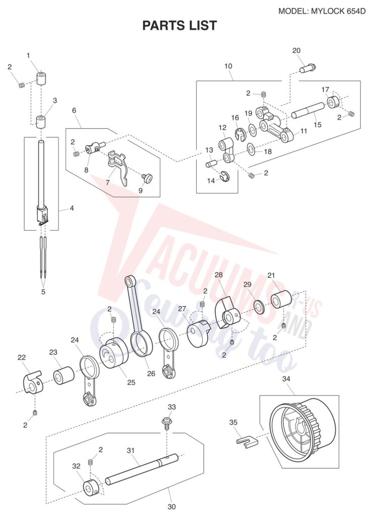 Janome 654D exploded schematic diagram (page 9)