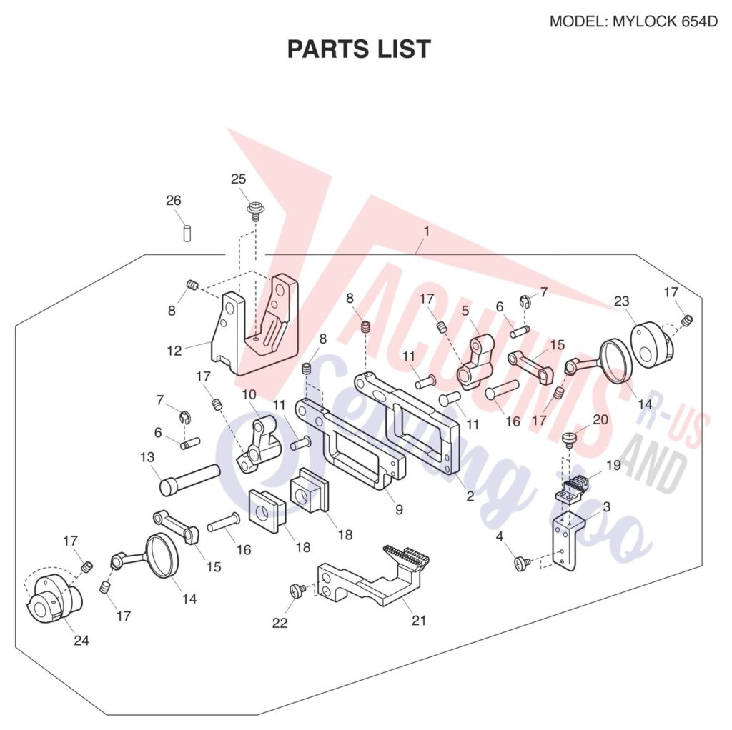 Janome 654D exploded schematic diagram (page 12)