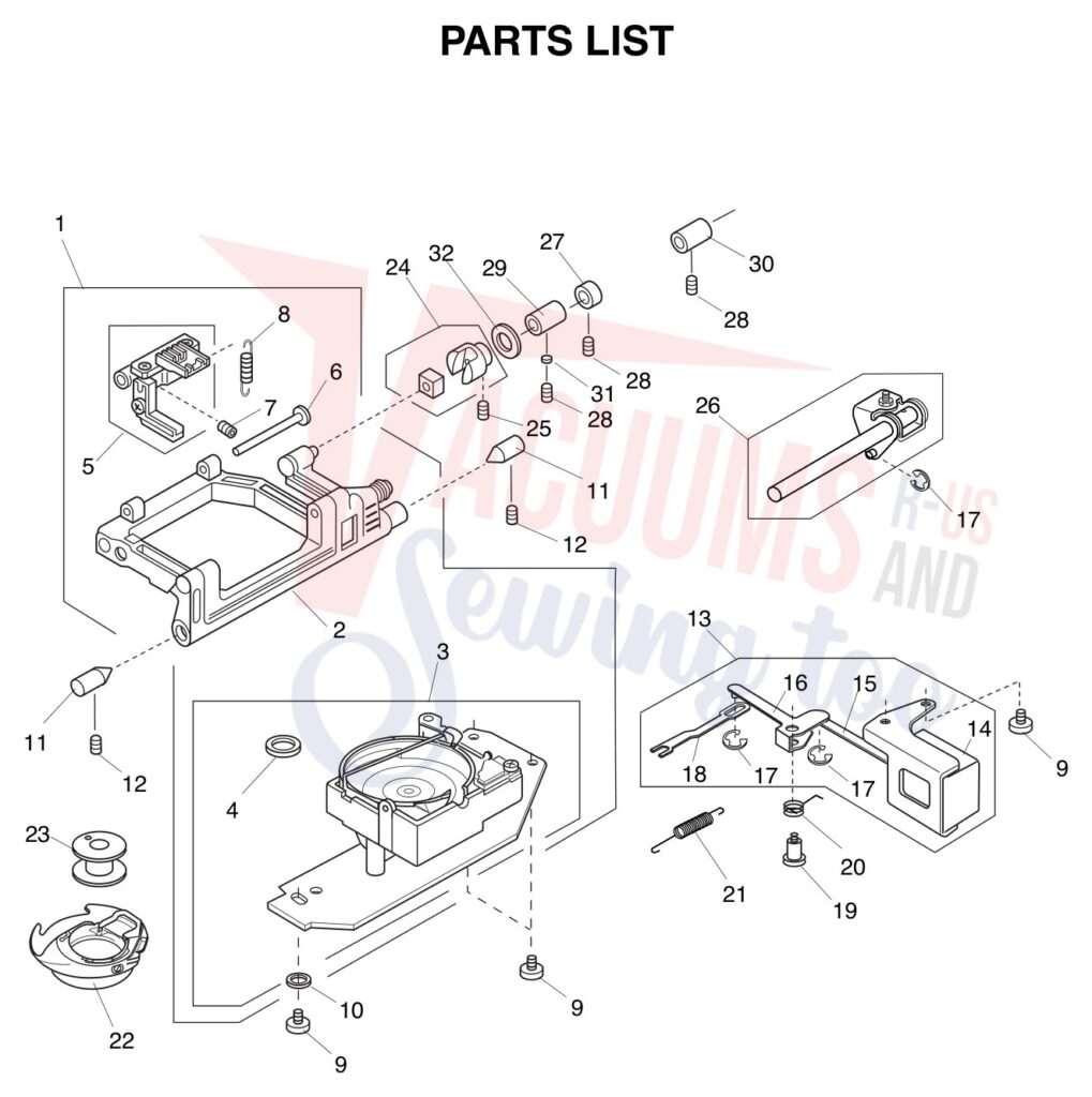Janome 6600P exploded schematic diagram (page 2)