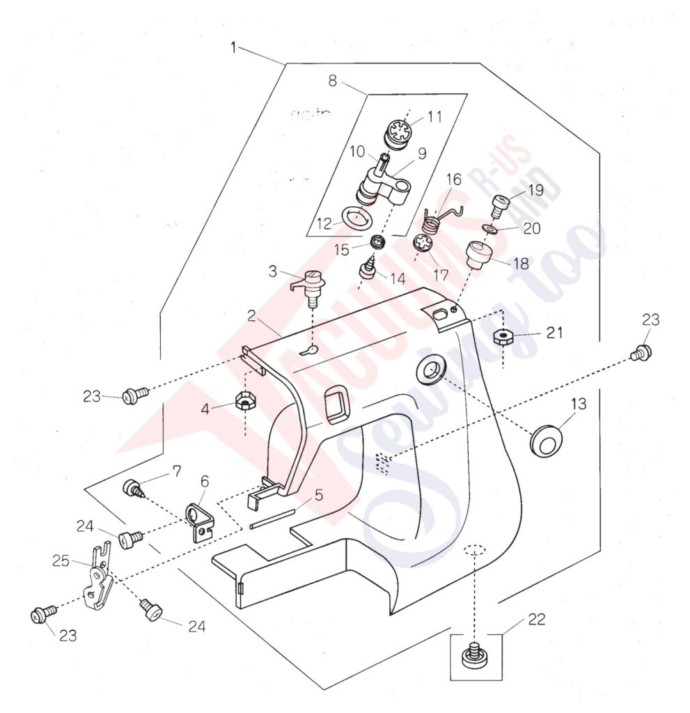 Janome 660 exploded schematic diagram (page 8)