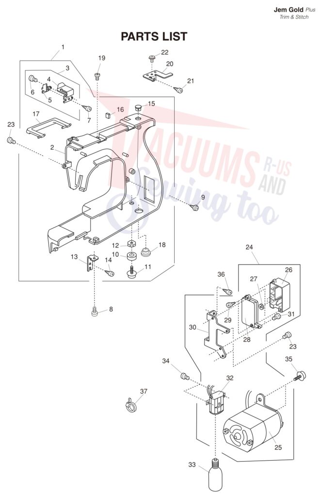 Janome 661G exploded schematic diagram (page 1)