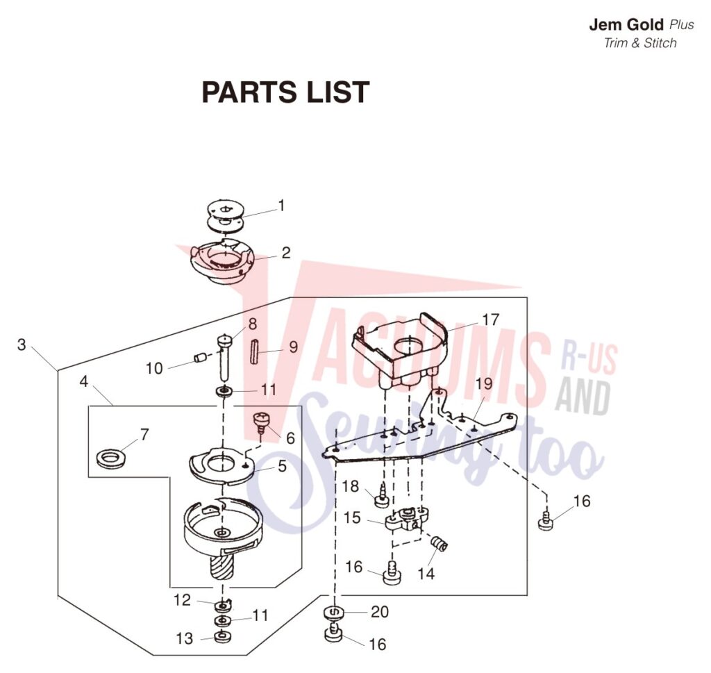 Janome 661G exploded schematic diagram (page 6)