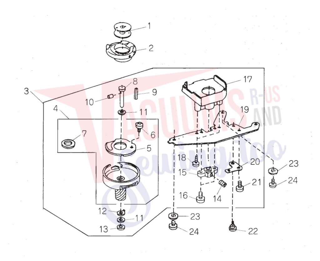 Janome 662 exploded schematic diagram (page 6)