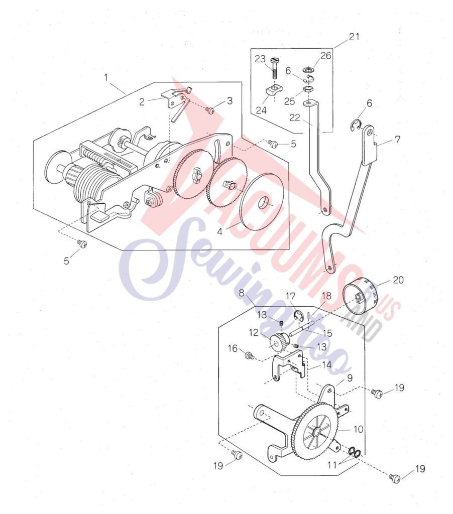 Janome 662 exploded schematic diagram (page 7)