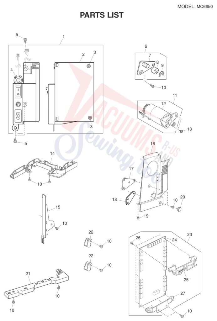 Janome 6650 exploded schematic diagram (page 3)